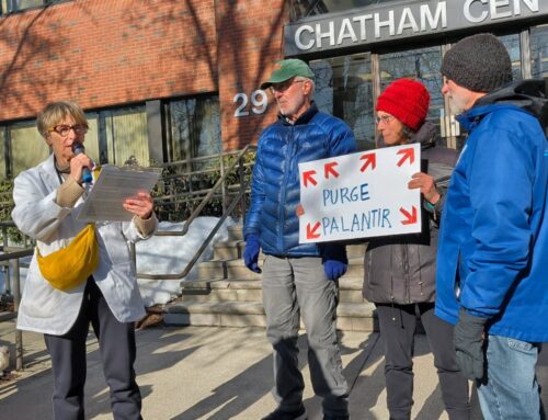 Protesters call out Auchincloss on Palantir executive donations