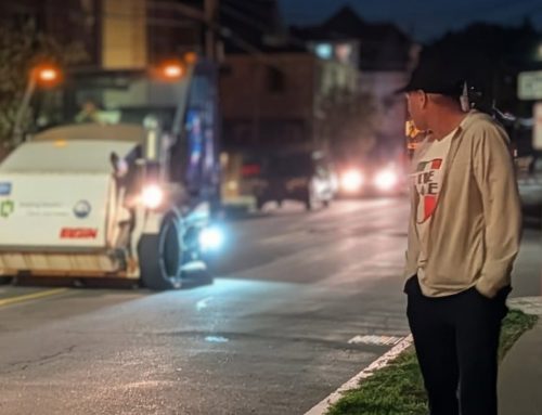 Goodbye, Yellow-striped Road: Crews return the Italian flag lines to Adams Street