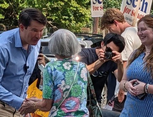 Moulton visits Newton to make his case for the Senate prinary